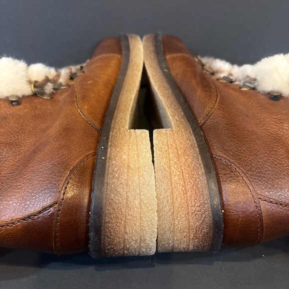 Brown Lace Up Boots with Cream Fur Lining - Picture 7 of 10